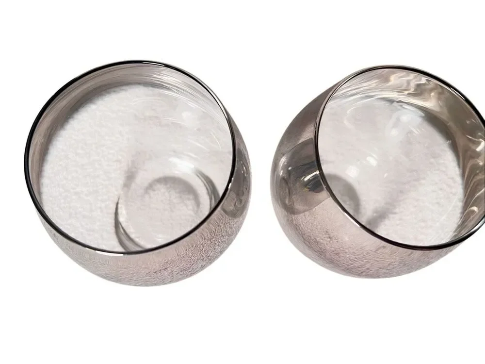 Vintage Silver Band Roly Poly Cocktail Glasses Set of 2